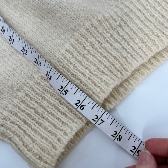 Vintage Pendleton Virgin Wool Sweater Medium Leather Button Henley Ivory READ - Picture 11 of 11